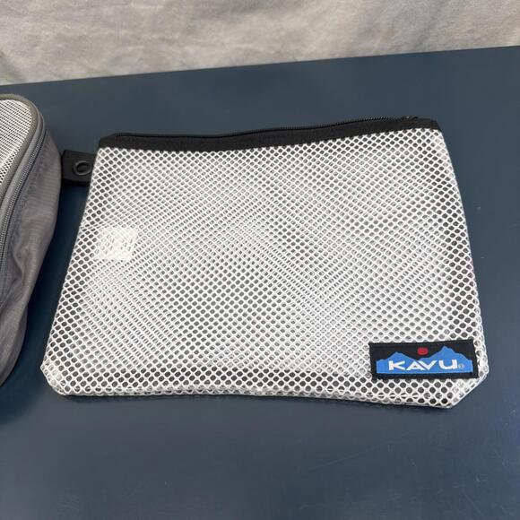 2 Travel Toiletry Bags Kavu Plastic Mesh Compression Gray Bag Zippered - Picture 3 of 13